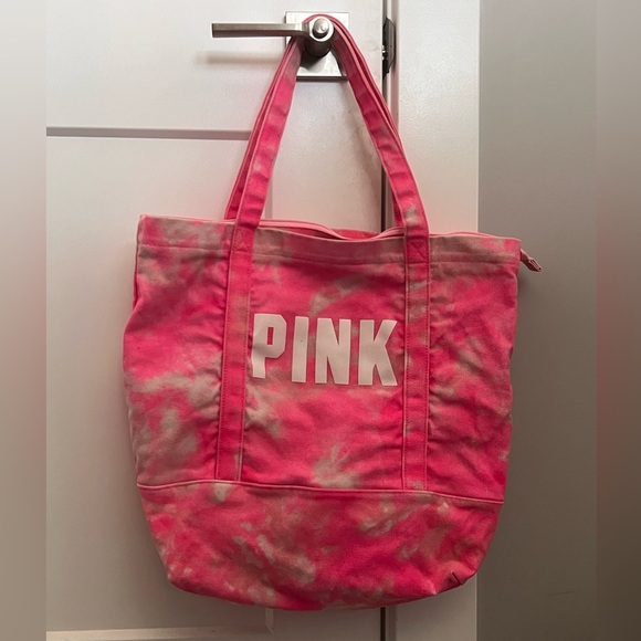PINK Victoria’s Secret Canvas Tie Dye Tote Bag with Zipper - Picture 1 of 5